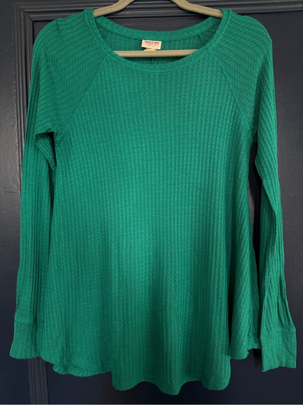 Mossimo Green Waffle Knit Thermal Long Sleeve Top XS